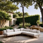 Laguna 106.5" Resilient Water Resistant Fabric Upholstered Outdoor Patio 5pc. Modular Sectional