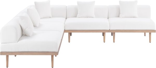 Laguna 106.5" Resilient Water Resistant Fabric Upholstered Outdoor Patio 5pc. Modular Sectional