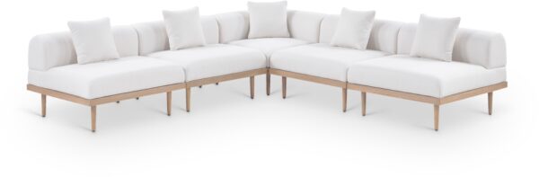 Laguna 106.5" Resilient Water Resistant Fabric Upholstered Outdoor Patio 5pc. Modular Sectional