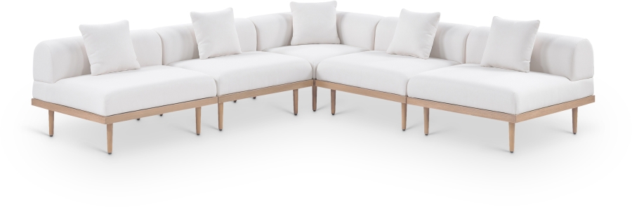Laguna 106.5" Resilient Water Resistant Fabric Upholstered Outdoor Patio 5pc. Modular Sectional