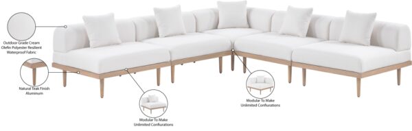 Laguna 106.5" Resilient Water Resistant Fabric Upholstered Outdoor Patio 5pc. Modular Sectional