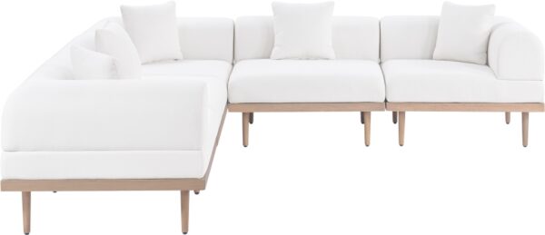 Laguna 106.5" Resilient Water Resistant Fabric Upholstered Outdoor Patio 5pc. Modular Sectional