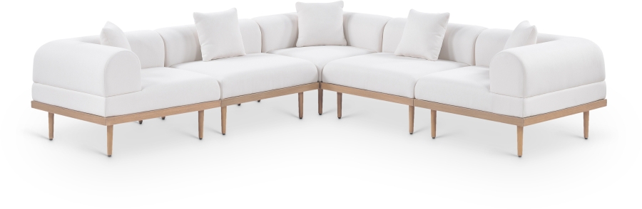 Laguna 106.5" Resilient Water Resistant Fabric Upholstered Outdoor Patio 5pc. Modular Sectional