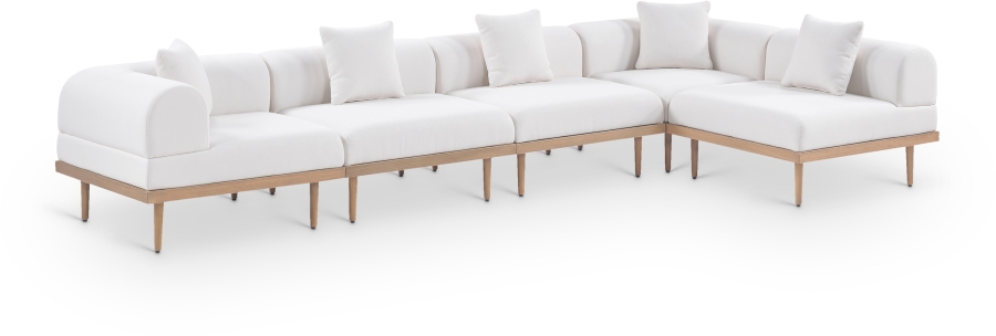 Laguna 142" Resilient Water Resistant Fabric Upholstered Outdoor Patio 5pc. Modular Sectional