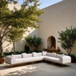Laguna 142" Resilient Water Resistant Fabric Upholstered Outdoor Patio 6pc. Modular Sectional