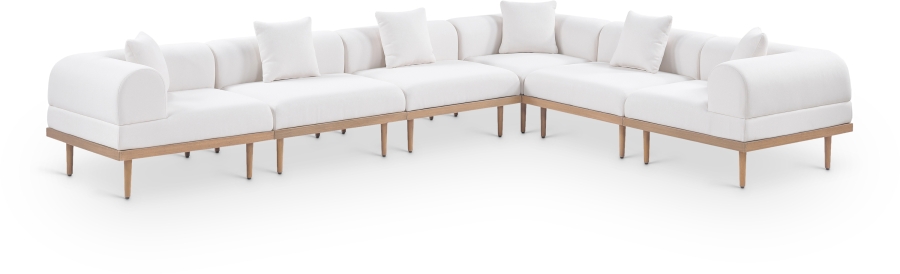Laguna 142" Resilient Water Resistant Fabric Upholstered Outdoor Patio 6pc. Modular Sectional