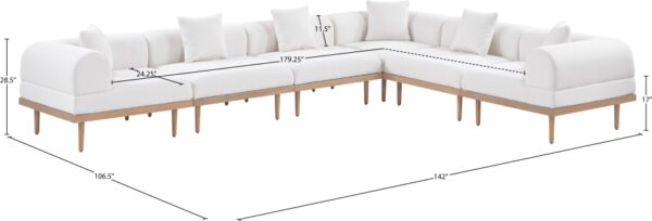 Laguna 142" Resilient Water Resistant Fabric Upholstered Outdoor Patio 6pc. Modular Sectional