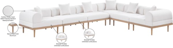 Laguna 142" Resilient Water Resistant Fabric Upholstered Outdoor Patio 6pc. Modular Sectional