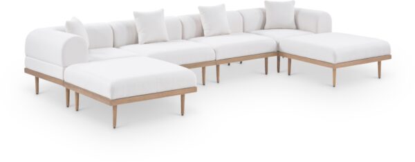 Laguna 142" Resilient Water Resistant Fabric Upholstered Outdoor Patio 6pc. Modular Sectional