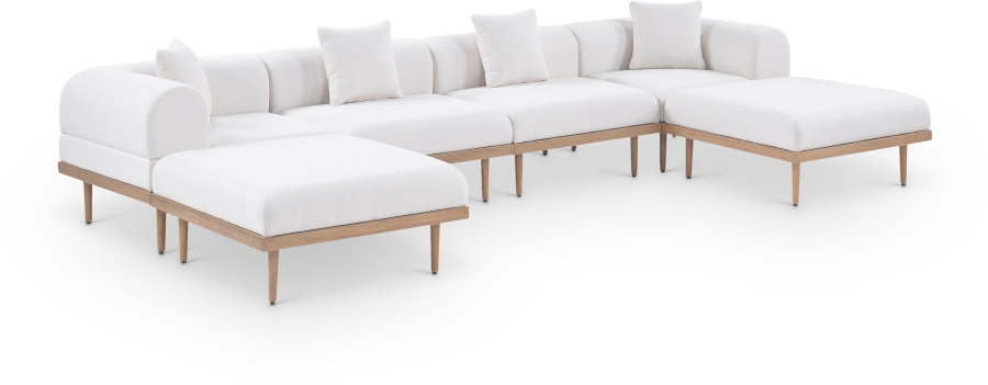 Laguna 142" Resilient Water Resistant Fabric Upholstered Outdoor Patio 6pc. Modular Sectional