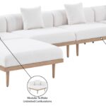 Laguna 142" Resilient Water Resistant Fabric Upholstered Outdoor Patio 6pc. Modular Sectional