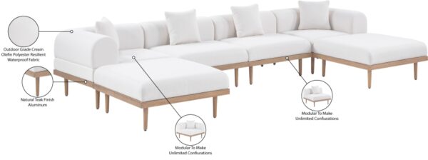 Laguna 142" Resilient Water Resistant Fabric Upholstered Outdoor Patio 6pc. Modular Sectional
