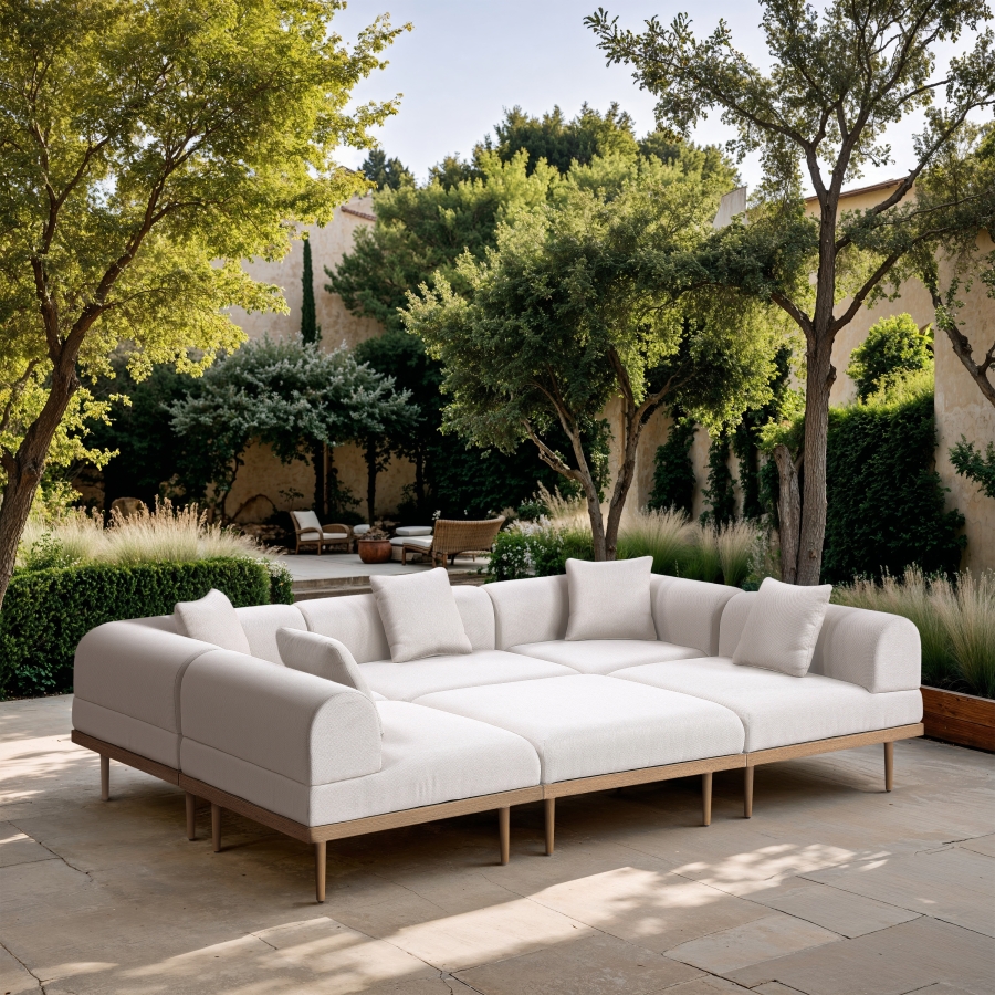 Laguna 106.5" Resilient Water Resistant Fabric Upholstered Outdoor Patio 6pc. Modular Sectional