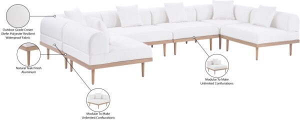 Laguna 142" Resilient Water Resistant Fabric Upholstered Outdoor Patio 6pc. Modular Sectional