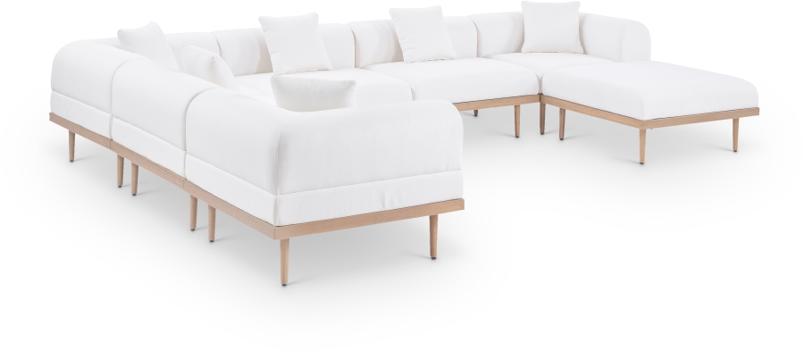 Laguna 142" Resilient Water Resistant Fabric Upholstered Outdoor Patio 7pc. Modular Sectional