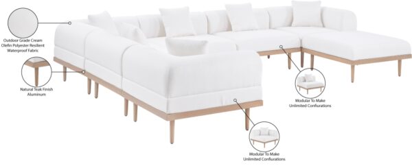 Laguna 142" Resilient Water Resistant Fabric Upholstered Outdoor Patio 7pc. Modular Sectional