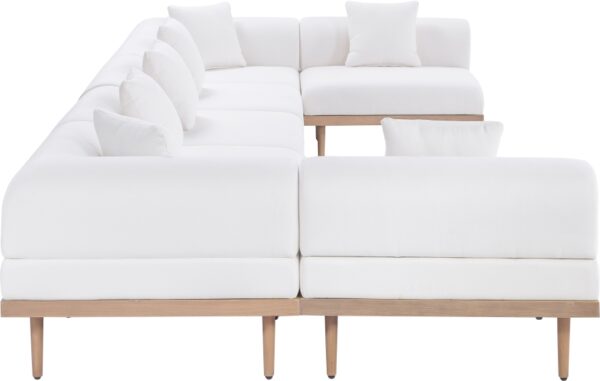 Laguna 177.5" Resilient Water Resistant Fabric Upholstered Outdoor Patio 7pc. Modular Sectional