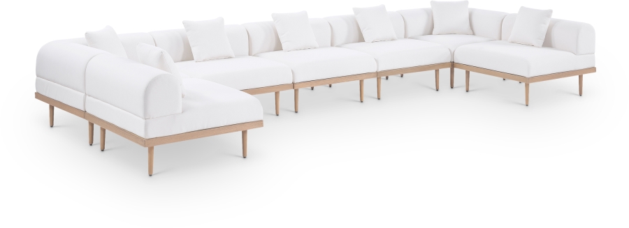 Laguna 177.5" Resilient Water Resistant Fabric Upholstered Outdoor Patio 7pc. Modular Sectional