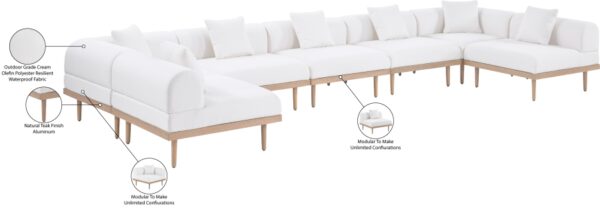 Laguna 177.5" Resilient Water Resistant Fabric Upholstered Outdoor Patio 7pc. Modular Sectional