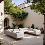Laguna 142" Resilient Water Resistant Fabric Upholstered Outdoor Patio 8pc. Modular Sectional