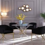 Mercury 48" Glass Top, Acrylic And Metal Base Dining Table