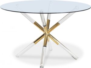 Mercury 48" Glass Top, Acrylic And Metal Base Dining Table