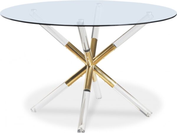 Mercury 48" Glass Top, Acrylic And Metal Base Dining Table