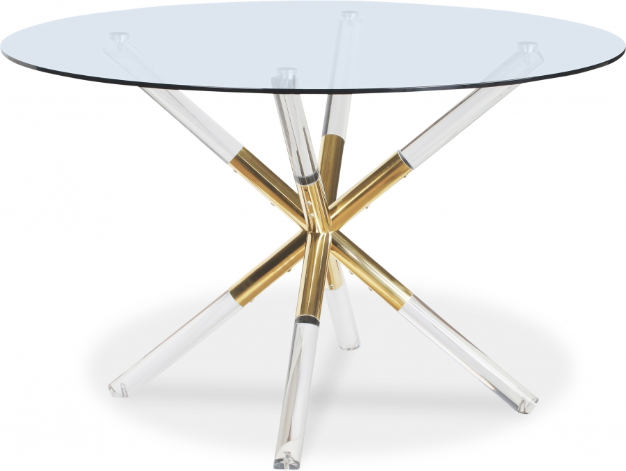 Mercury 48" Glass Top, Acrylic And Metal Base Dining Table