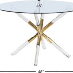 Mercury 48" Glass Top, Acrylic And Metal Base Dining Table
