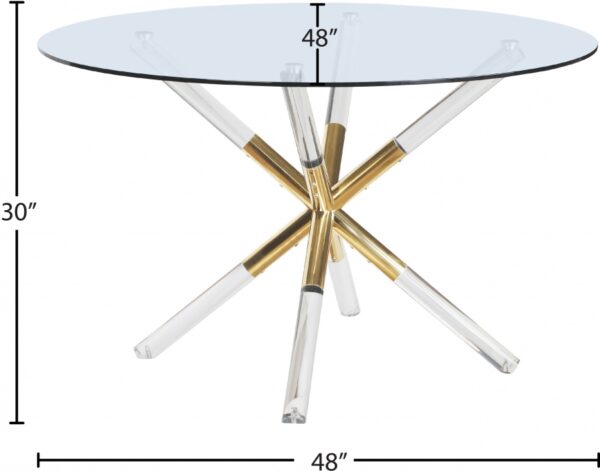 Mercury 48" Glass Top, Acrylic And Metal Base Dining Table