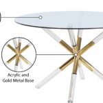 Mercury 48" Glass Top, Acrylic And Metal Base Dining Table
