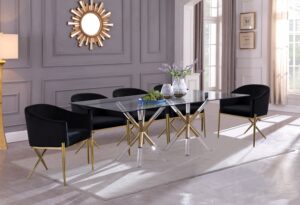 Mercury 48" Glass Top, Acrylic And Metal Base Dining Table