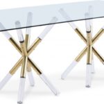 Mercury 48" Glass Top, Acrylic And Metal Base Dining Table