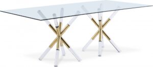 Mercury 48" Glass Top, Acrylic And Metal Base Dining Table