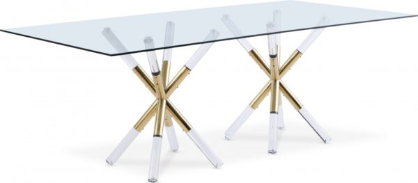 Mercury 48" Glass Top, Acrylic And Metal Base Dining Table
