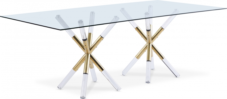 Mercury 48" Glass Top, Acrylic And Metal Base Dining Table
