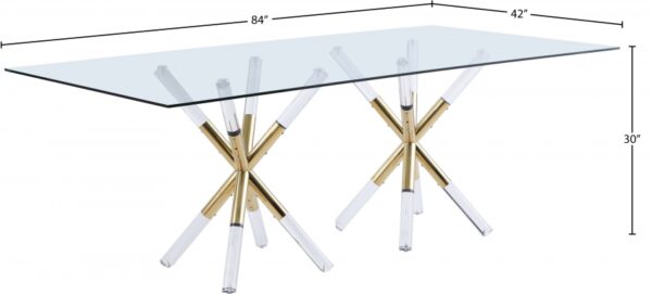 Mercury 48" Glass Top, Acrylic And Metal Base Dining Table