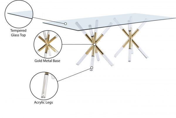 Mercury 48" Glass Top, Acrylic And Metal Base Dining Table