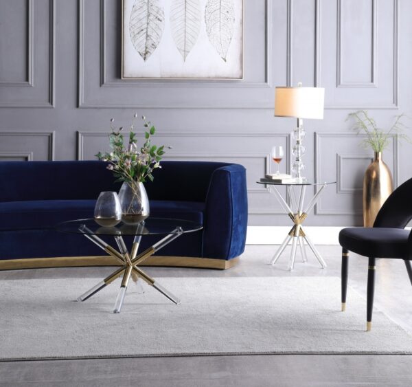Mercury Glass Top, Acrylic And Metal Base Coffee Table