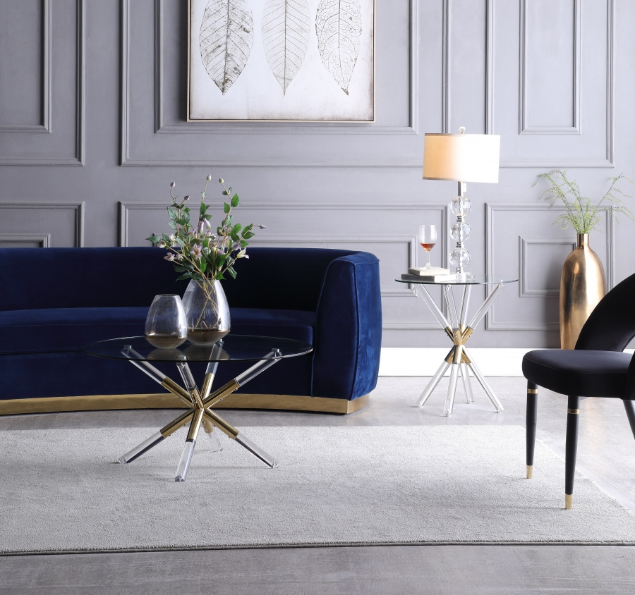 Mercury Glass Top, Acrylic And Metal Base Coffee Table
