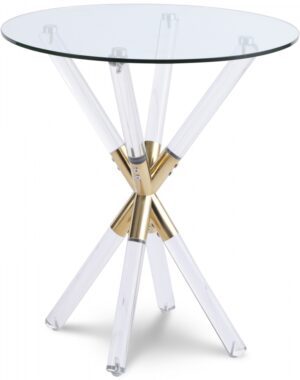Mercury Glass Top, Acrylic And Metal Base End Table