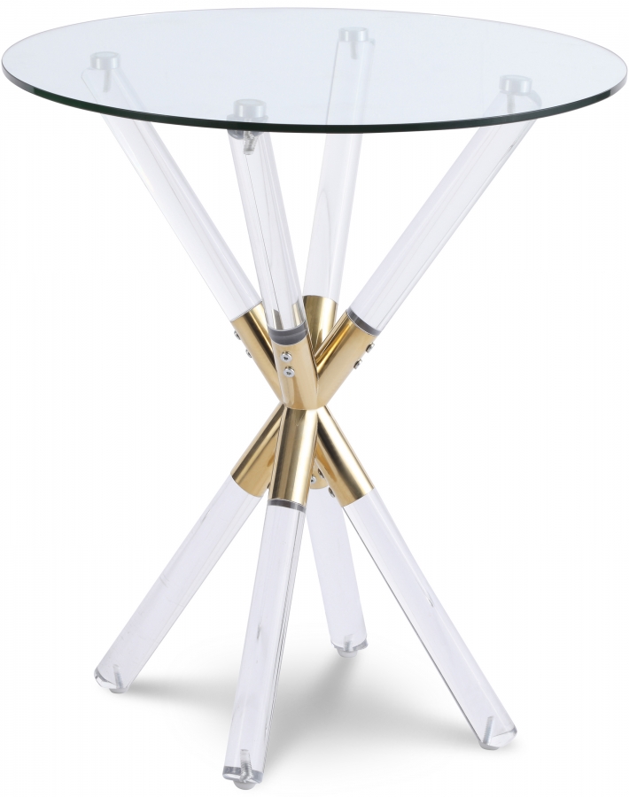 Mercury Glass Top, Acrylic And Metal Base End Table