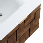 Leonardo 24" White Engineered Stone And Solid Wood Wall Mounted Bathroom Vanity