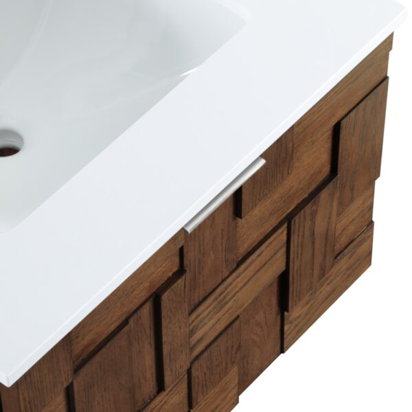 Leonardo 24" White Engineered Stone And Solid Wood Wall Mounted Bathroom Vanity