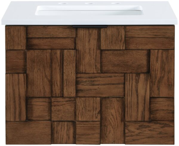 Leonardo 24" White Engineered Stone And Solid Wood Wall Mounted Bathroom Vanity