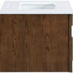 Leonardo 24" White Engineered Stone And Solid Wood Wall Mounted Bathroom Vanity