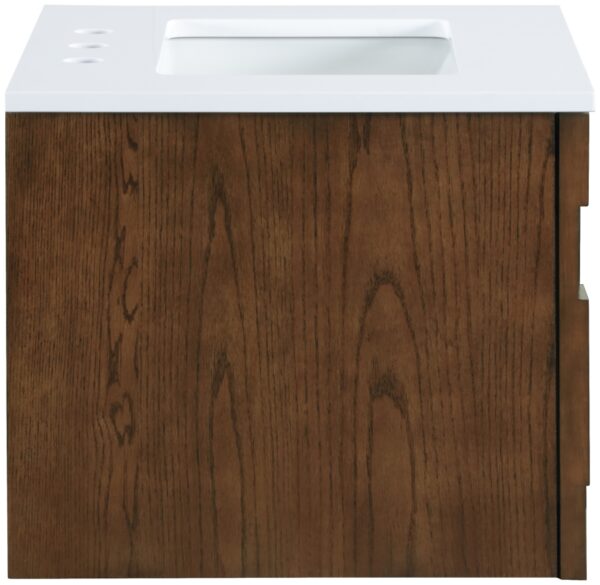 Leonardo 24" White Engineered Stone And Solid Wood Wall Mounted Bathroom Vanity