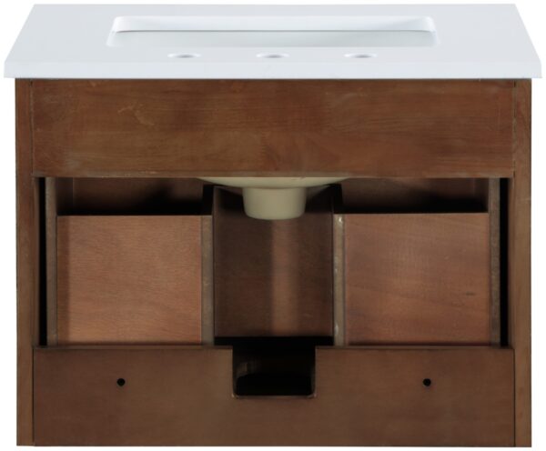 Leonardo 24" White Engineered Stone And Solid Wood Wall Mounted Bathroom Vanity