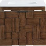 Leonardo 24" White Engineered Stone And Solid Wood Wall Mounted Bathroom Vanity