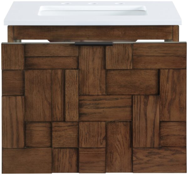 Leonardo 24" White Engineered Stone And Solid Wood Wall Mounted Bathroom Vanity